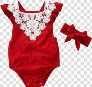 Petite Bello Playsuit 0 6 Months Christmas Red Lace   Yt Couple Baby Girl  39 s Two Pieces Sleeveless Backless  HD Png Download