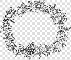 Transparent Floral Border Png   Black And White Floral Border Circle  Png Download