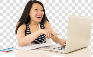 Asian Girl Using Laptop  HD Png Download