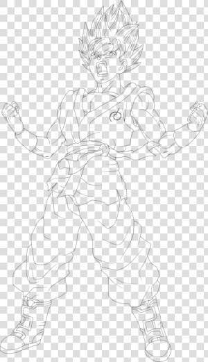 Goku Ssgss Fukkatsu No F Power Up Lineart By Dragonballaffinity   Line Art  HD Png Download