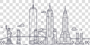 City   Nyc Skyline Outline Art  HD Png Download