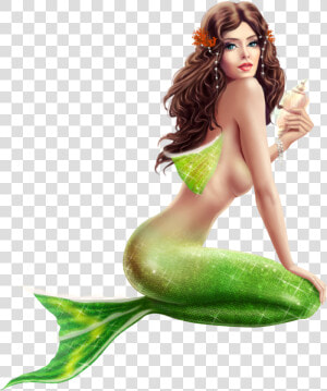 Mermaid Png   Mermaid And Conch Shell  Transparent Png