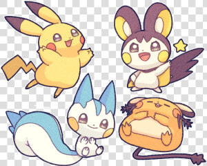 Pikachu Dedenne Emolga Pachirisu Pokemon Fan Art Illustration   Cartoon  HD Png Download