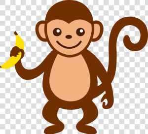 Png Monkey Transparent Image   Cartoon Monkey With Banana  Png Download