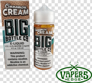 Cinnamon Cream By Big Bottle Co Eliquid  clearance    Bottle  HD Png Download