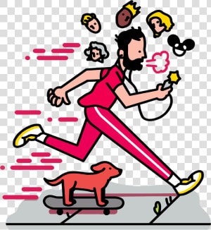 Listening To Music Jogging With Dog   Live Like A Creative Power Down Run While Music Cartoon  HD Png Download