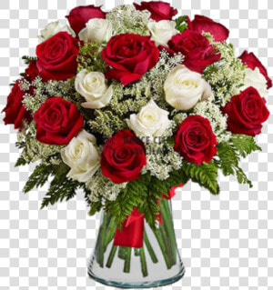  jarrón De Rosas Rojas Y Blancas   Red Roses And White Flowers  HD Png Download