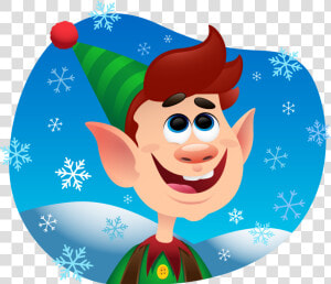 Christmas Elf Snow Snow Flakes Smiling Face Illustator   Cartoon  HD Png Download