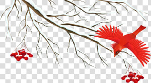 Branch Snow Clip Art   Winter Birds Clip Art  HD Png Download