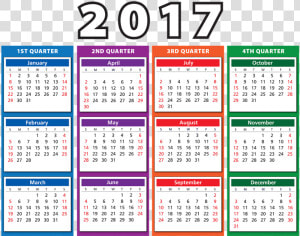 Calendar  Agenda  Schedule  Plan  2017  Quarters  Weeks   2017 4th Quarter Calendar  HD Png Download