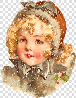 Girl Christmas Snow Image   Maud Humphrey  HD Png Download