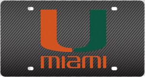 University Of Miami Hurricanes Carbon Fiber License   Emblem  HD Png Download