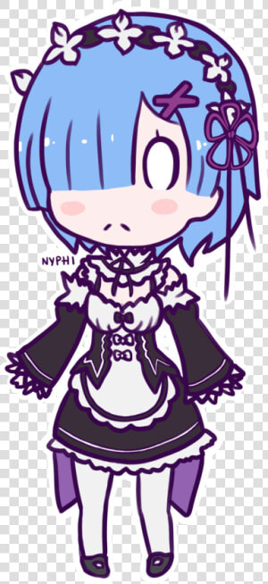 Chibi Rem By Nyphi dae3j6n   Rem Re Zero Chibi  HD Png Download