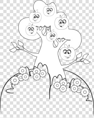 Anthropomorphic Apple Tree Line Art Clip Arts   Coloring Book  HD Png Download