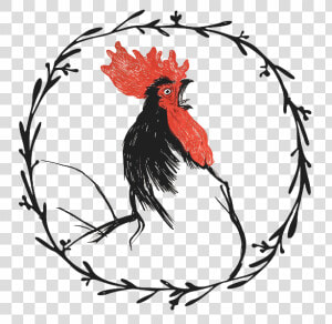 Vintage Rooster Crowing   Floral Wreath Png Black  Transparent Png