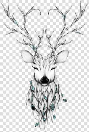 Clip Art Library Download Foto Art Design Greenery   Deer Doodle Art  HD Png Download