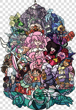 Illustration My Art Fanart Lion Cast Rose Quartz Sadie   Steven Universe Stained Glass  HD Png Download