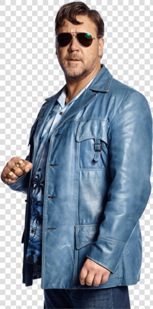 Russell Crowe Blue Leather Jacket  HD Png Download