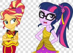 Sunset And Twilight Sparkle By Cloudyglow On   Sunset And Twilight Mlp  HD Png Download