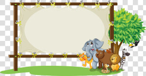 Jungle Theme Day Camp Shac   Animals With Board  HD Png Download