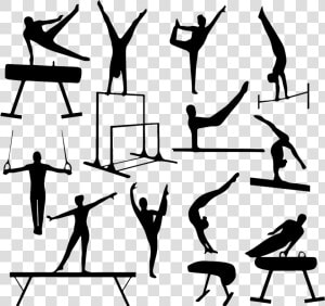 Gymnastics Silhouette Vault Clip Art   Clip Art Gymnastics Silhouette  HD Png Download