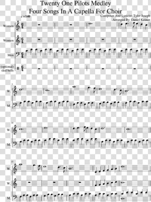 Twenty One Pilots Medley Four Songs For Choir A Capella   Fade To Black Apocalyptica Violin Sheet Music  HD Png Download