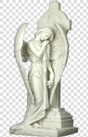 Weeping Angel At Celtic Cross   Png Download   Angel Statue Cross Png  Transparent Png