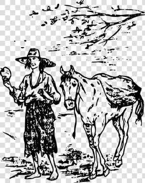 Johnny Appleseed And Horse Clip Arts   Johnny Appleseed With Horses  HD Png Download