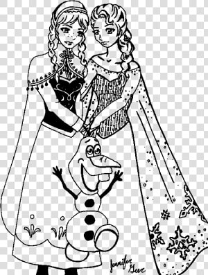 Elsa And Anna Elsa And Anna Coloring Book Kristoff   Elsa Black And White  HD Png Download