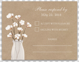 Rustic Cotton Theme Kraft Paper Wedding Rsvp Card  HD Png Download