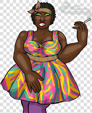 Art  Transparent  Black Woman  Black Lady  50s Dress   Black Girl Cartoon Transparent  HD Png Download