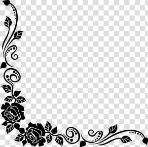 Black Floral Corner Design   Transparent Cartoons   Corner Flower Clipart Black And White  HD Png Download