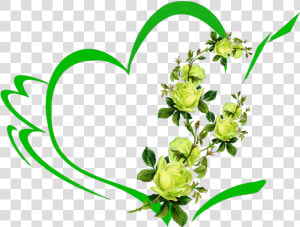 Mq Green Heart Hearts Flowers Flower Roses   Buon Lunedì Ticondivido It  HD Png Download