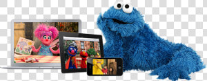 The New Sesame Go Video On Demand Service Gives Kids   Cookie Monster Looking To The Left  HD Png Download