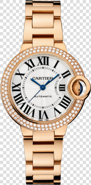 Ballon Bleu De Cartier  Automatic Pink Gold  Diamonds   Ladies Diamond Cartier Watch  HD Png Download