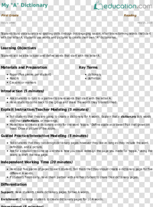 Dictionary Clipart Dictionary Page   Learning Resources On A Lesson Plan  HD Png Download