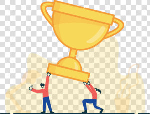 Illustration Of Two People Holding Trophy   Holding Trophy Clipart  HD Png Download