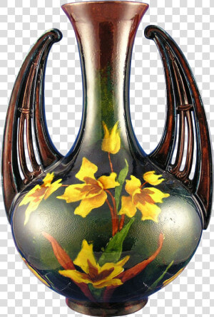 Old Moravian Austria Arts  amp  Crafts Handled Daffodil   Vase  HD Png Download