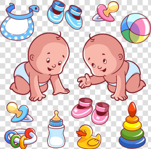 Infant Cartoon Illustration   Toddler Items  HD Png Download