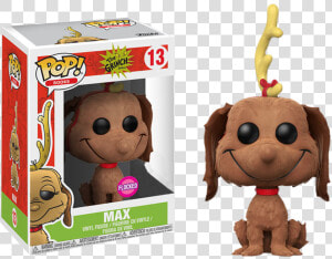 Max The Dog Flocked Us Exclusive Pop Vinyl Figure   Funko Pop Grinch Max  HD Png Download