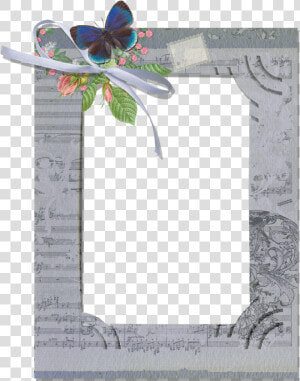 Grey Transparent Png Frame With Butterfly   Grey Photo Frame Png  Png Download