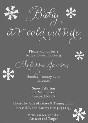 Baby It S Cold Outside White Baby Shower Invitation   Calligraphy  HD Png Download