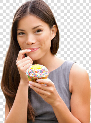 Asian Woman Eating Sweet Cake   Woman Eating Cake Png  Transparent Png