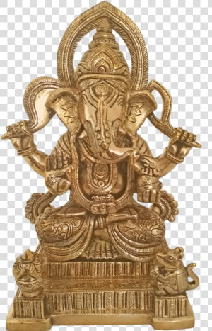 Holy God Shri Ganesha Sitting With Mouse And Kalasam   Statue  HD Png Download