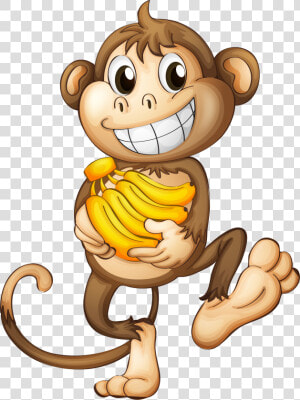 Monkey Banana Clip Art   Cartoon Monkey With Banana  HD Png Download