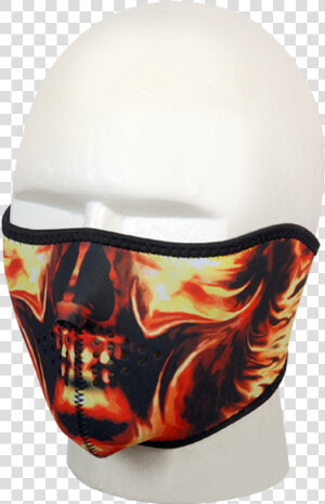 Fm2 fs Half Face Mask As A Flaming Skull Reversible   Skull  HD Png Download