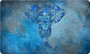 A Blue Watercolor Elephant Portrait In Denim Look Doormat   Modern Art  HD Png Download