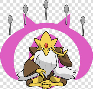 Mega Alakazam Lifts Some Spoons For Your Entertainment   Alakazam Mega Png  Transparent Png