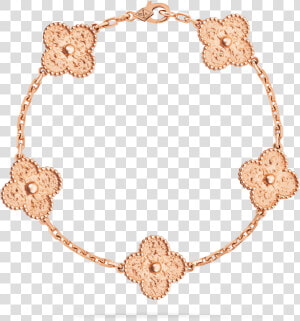 Vintage Alhambra Bracelet  5 Motifs   Van Cleef Rose Gold Bracelet  HD Png Download