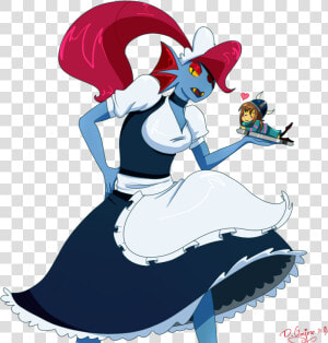 Undertale Mammal Vertebrate Fictional Character Cartoon   Undyne Maid  HD Png Download